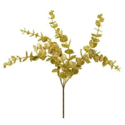 Эвкалипт с глиттером, H25см, золотой фото в интернет-магазине Флоранж