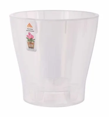 Горшок пластиковый Лея двойной с автополивом, прозрачный, 19х19см, 3,6л; Россия фото в интернет-магазине Флоранж