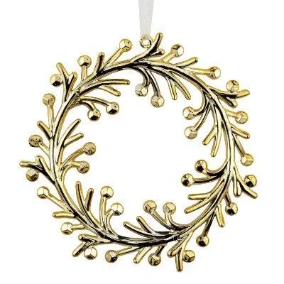 Украшение подвесное Веночек (пластик), 14х14см, золотой/серебро фото в интернет-магазине Флоранж