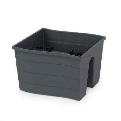 Кашпо пластиковое на перила малое, 29х29х20см, 10л, графитовое; Россия фото в интернет-магазине Флоранж