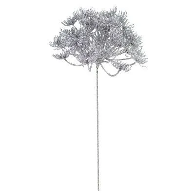 Ветка с глиттером на вставке, H23см, серебряный фото в интернет-магазине Флоранж