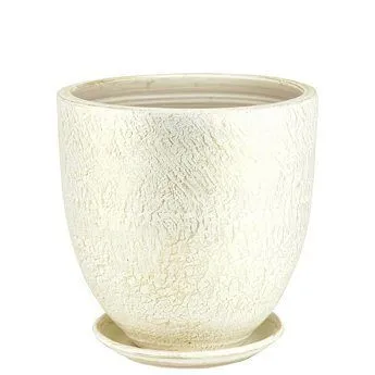 Горшок керамический Текстура, бело-жемчужный, 24х24см, ; Россия фото в интернет-магазине Флоранж