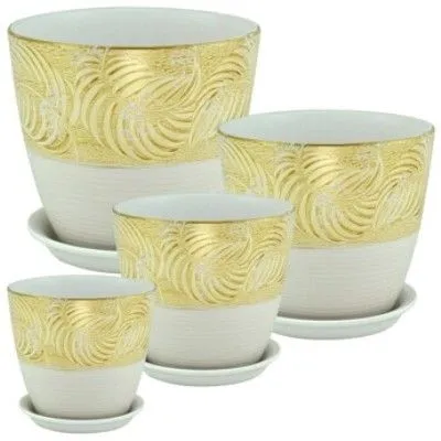 Горшок керамический Бутон Роспись Полеолит РС103 (4-й из набора) 21х21см, 5,4л; Сады Аурики фото в интернет-магазине Флоранж