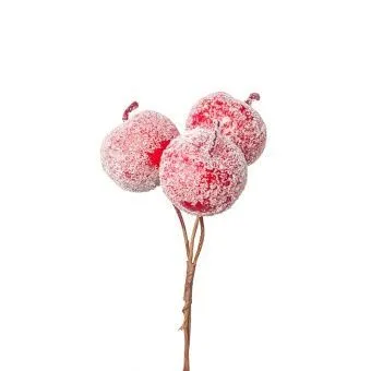 Набор яблок засахаренных на вставках 3шт., D4,5x4xL15см, красный