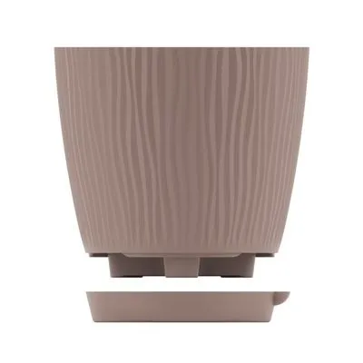 Горшок пластиковый Флис с прикорневым поливом, какао, 16х16х15см, 2л; Россия фото в интернет-магазине Флоранж