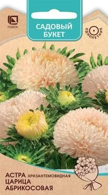 Астра хризантемовидная Царица Абрикосовая (цветной пакет) 0,1г; Поиск фото в интернет-магазине Флоранж