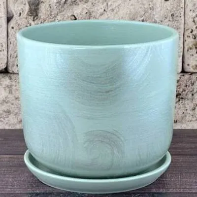 Горшок керамический цилиндр Орион зеленый 716180 (2-й из набора), 18х16,5см, 3л; Россия фото в интернет-магазине Флоранж