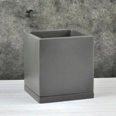 Горшок керамический Кубик 649846, графит, 12*12/h13см, 1,1 л,  Россия фото в интернет-магазине Флоранж
