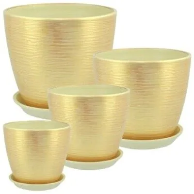 Горшок керамический Бутон Перламутр 675203 (2-й из набора), 15х15см, 2л, персик; Россия фото в интернет-магазине Флоранж