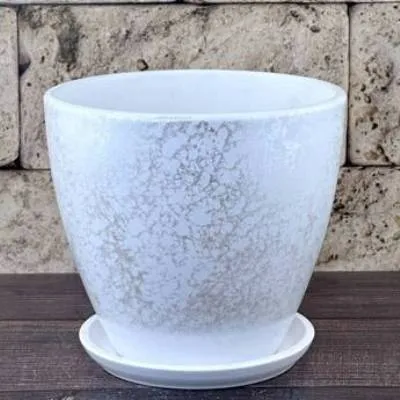 Горшок керамический Питон белый 716289 (2-й из набора), 15х13см, 1,4л; Россия фото в интернет-магазине Флоранж