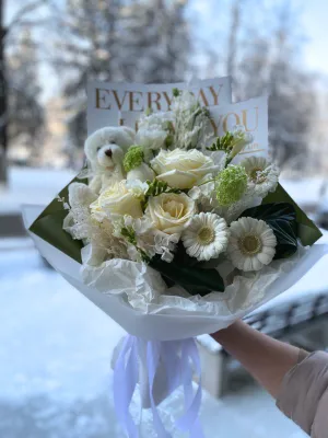 Букет Белая нега , состав , цвет букета , подходит 