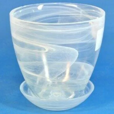 Горшок стеклянный, прозрачно-белый. 13х12см, 085л; Россия фото в интернет-магазине Флоранж