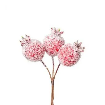 Набор гранат засахаренные на вставке 3шт., D4хH14см, красный фото в интернет-магазине Флоранж