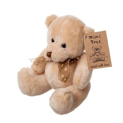 Игрушка м/н Медведь с бантом, 20см, бежевый фото в интернет-магазине Флоранж
