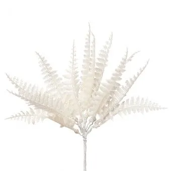 Набор листьев с глиттером 12шт., H19см, белый