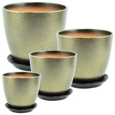 Горшок керамический Бутон глянец мет ГЛ11 (3-й из набора), 18х18см, 3,8л; Россия фото в интернет-магазине Флоранж