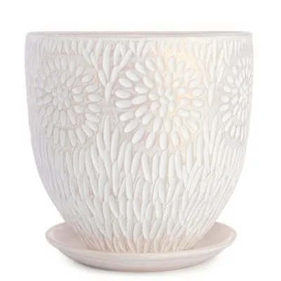 Горшок керамический Астра бутон 3 28х28,см,12л, бел/жемчуг; Россия фото в интернет-магазине Флоранж