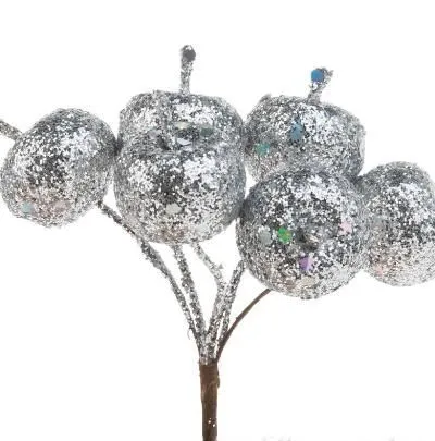 Ягоды на вставке, 2х12см (6шт./пучок) серебряный фото в интернет-магазине Флоранж