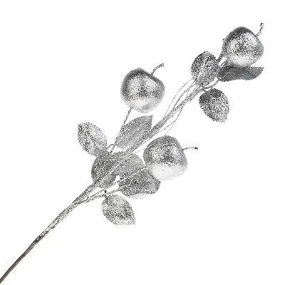Ветка с яблоками искусственная, 52см серебряный фото в интернет-магазине Флоранж