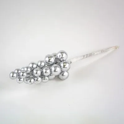 Ветка с ягодами, H19см, серебряный фото в интернет-магазине Флоранж