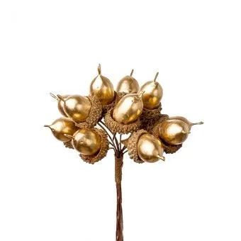 Набор желудей на вставках 12шт., 2х3х12см, золото  фото в интернет-магазине Флоранж