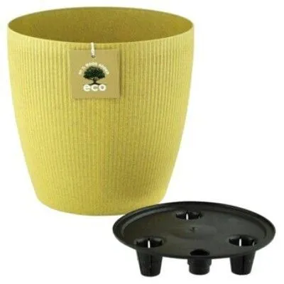 Горшок пластиковый Эко Магнолия 17х17см, 3л, горчичный; Россия фото в интернет-магазине Флоранж