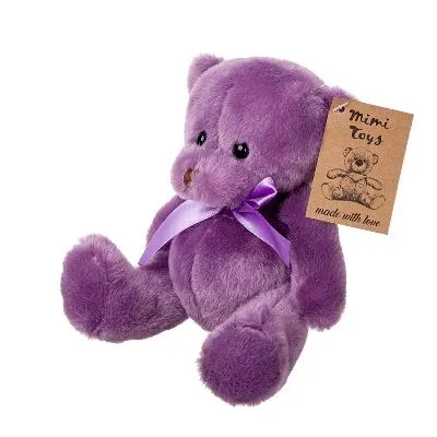 Игрушка м/н Медведь с бантом, 15см, сирень фото в интернет-магазине Флоранж