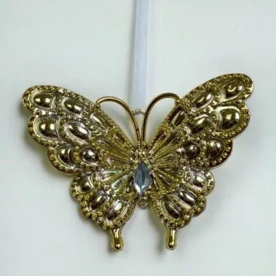 Украшение подвесное Бабочка (пластик), 9х11,5см, золотой фото в интернет-магазине Флоранж