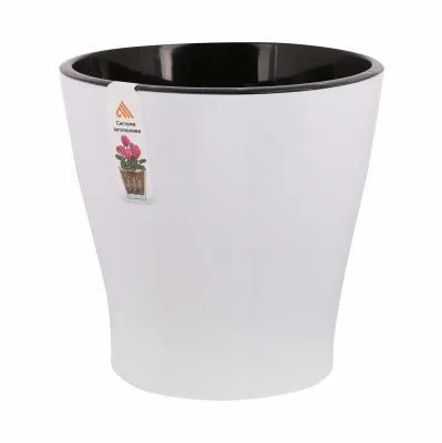 Горшок пластиковый Лея двойной с автополивом, белый, 19х19см, 3,6л; Россия фото в интернет-магазине Флоранж