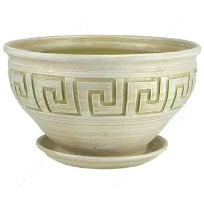 Горшок керамический Меандр миска, оливковый, 37х21см, 9л; Россия фото в интернет-магазине Флоранж
