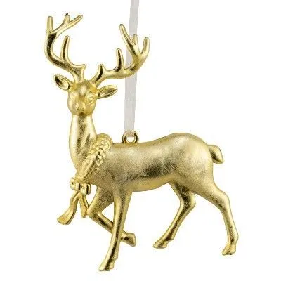 Украшение подвесное Олень (пластик), 12х9см, золотой фото в интернет-магазине Флоранж