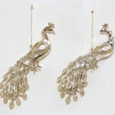 Украшение подвесное Павлин с глиттером, 19-19,5см,золотой фото в интернет-магазине Флоранж