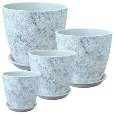 Горшок керамический Бутон Роспись яшма 730254, (1-й из набора), 12х12см, 1л, серый; Россия фото в интернет-магазине Флоранж