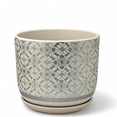 Горшок керамический  Бук гипюр 15х13см, 1,6л, (2-й из набора), белый, Россия фото в интернет-магазине Флоранж
