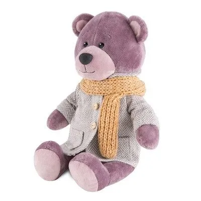 Игрушка м/н Мишка Ронни в пальто, 21см, коричневый/желтый