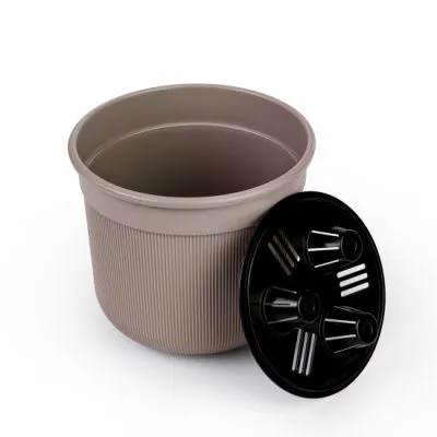 Горшок пластиковый Сканди с дренажной вставкой, какао, 22х22х19,5 см, 5 л; Россия фото в интернет-магазине Флоранж