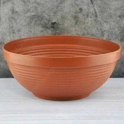 Кашпо пластиковое Миска Парма, терракотовое, 34х14см 9л; Россия фото в интернет-магазине Флоранж