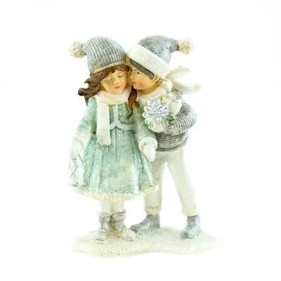 Сувенир Мальчик/Девочка (полирезин), H16x12х6,5см, серый/мятный фото в интернет-магазине Флоранж