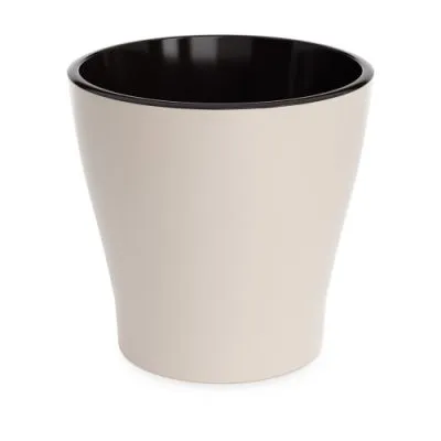 Горшок пластиковый Лея двойной с автополивом, бежевый, 27х27х26см, 10л; Россия фото в интернет-магазине Флоранж