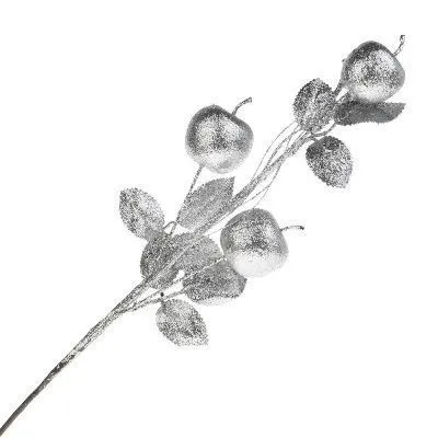 Ветка с яблоками искусственная, 52см серебряный фото в интернет-магазине Флоранж