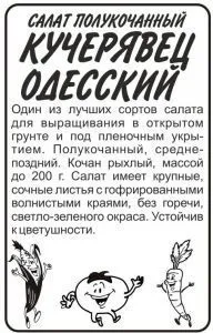 Салат кочанный Кучерявец Одесский (белый пакет) 0,5г; Семена Алтая