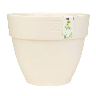 Горшок пластиковый Лори, 25х20,4см, кремовый, 6,7л; Сады Аурики фото в интернет-магазине Флоранж