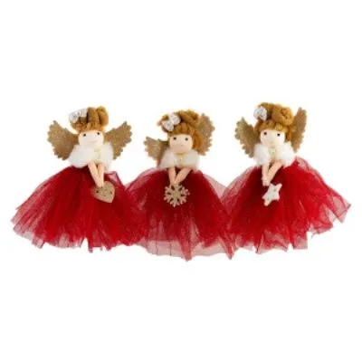 Украшение прдвесное Ангел, H11-17см, в асс., красный фото в интернет-магазине Флоранж