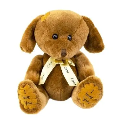 Игрушка м/н Собачка с бантом, 25см, коричневый фото в интернет-магазине Флоранж