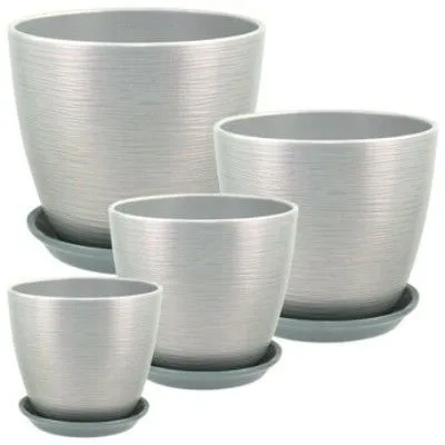 Горшок керамический Бутон Перламутр 675197 (3-й из набора), 18х18см, 3,8л, серый; Россия фото в интернет-магазине Флоранж