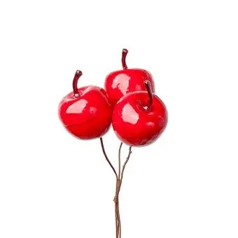 Набор яблок на вставках 3шт., D3,2x5xL10см, красный