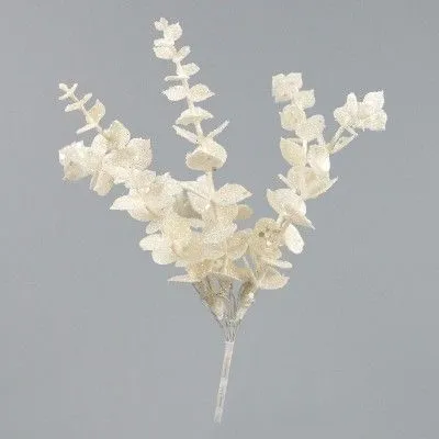 Эвкалипт с глиттером, H25см, белый фото в интернет-магазине Флоранж