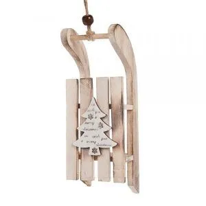 Елочное украшение "Сани" (дерево), 28х6х5см, натуральный