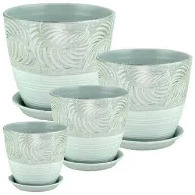 Горшок керамический Бутон Роспись палеолит 584994 (2-й из набора) 15х15см, 2л; Россия фото в интернет-магазине Флоранж