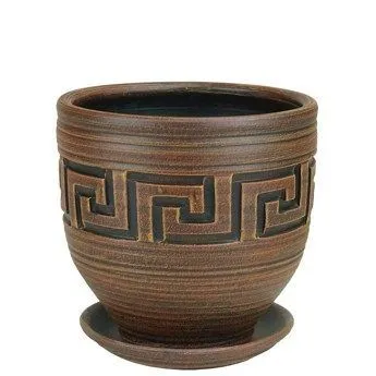 Горшок керамический Меандр коба, шоколадный, 20х21см, 5л;  Россия фото в интернет-магазине Флоранж